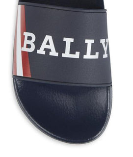 Bally Men's Slide Rubber Blue Simon Logo Sandals 8D US 6234035 NIB $195
