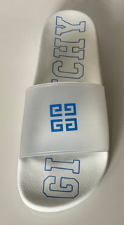 Givenchy Game Day Logo Pool Slides Sandals White/Blue 7 US (40 Euro) IT NIB $375