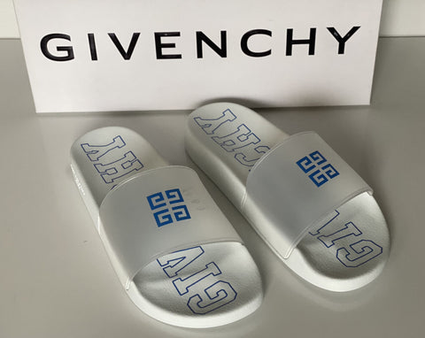 Givenchy Game Day Logo Pool Slides Sandals White/Blue 7 US (40 Euro) IT NIB $375