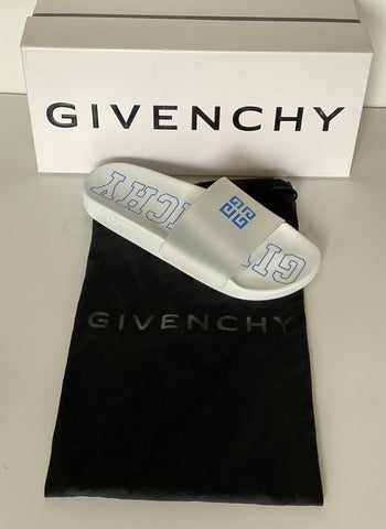 Givenchy Game Day Logo Pool Slides Sandals White/Blue 7 US (40 Euro) IT NIB $375