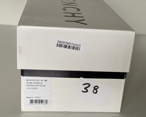 Givenchy Game Day Logo Pool Slides Sandals White/Blue 7 US (40 Euro) IT NIB $375