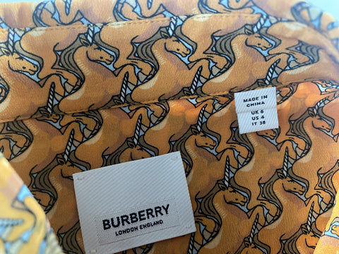 Burberry Women's Bright Melon Button-Up Shirt 4 US (6 UK) 80324481 NWT $890