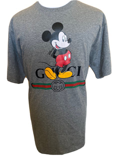 Gucci Mickey Mouse Gray Cotton Jersey T-Shirt Size Medium (Oversized) 565806 NWT