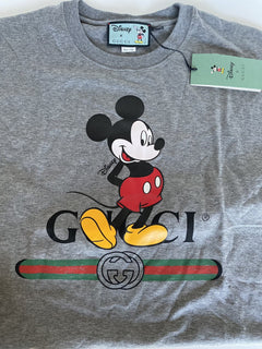 Gucci Mickey Mouse Gray Cotton Jersey T-Shirt Size Medium (Oversized) 565806 NWT