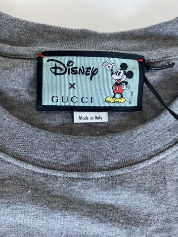 Gucci Mickey Mouse Gray Cotton Jersey T-Shirt Size Medium (Oversized) 565806 NWT