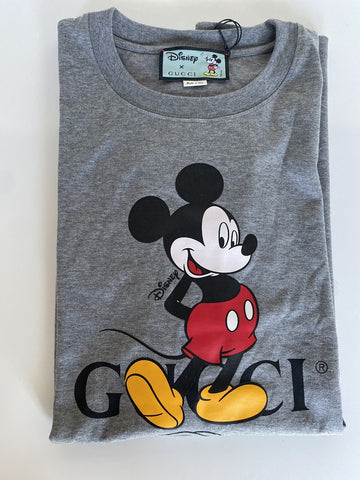 Gucci Mickey Mouse Gray Cotton Jersey T-Shirt Size Medium (Oversized) 565806 NWT