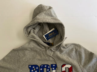 Polo Ralph Lauren USA Logo Long Sleeve Fleece Hoodie Gray Small NWT $198