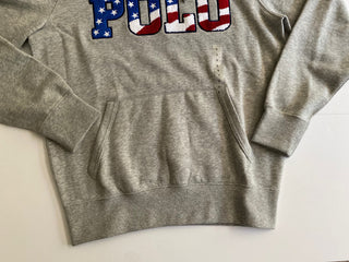 Polo Ralph Lauren USA Logo Long Sleeve Fleece Hoodie Gray Small NWT $198