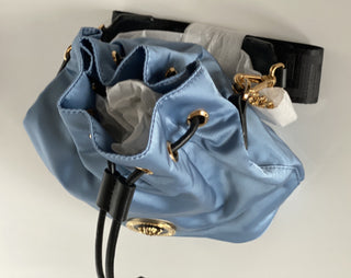 Versace Nylon/Leather Cornflower Blue Mini Backpack Italy 1002875 1A02155 NWT