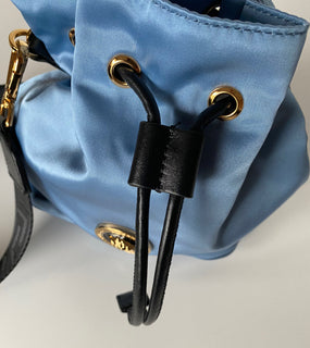 Versace Nylon/Leather Cornflower Blue Mini Backpack Italy 1002875 1A02155 NWT
