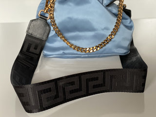 Versace Nylon/Leather Cornflower Blue Mini Backpack Italy 1002875 1A02155 NWT