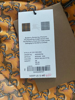Burberry Women's Bright Melon Button-Up Shirt 6 US (8 UK) 80324481 NWT $890