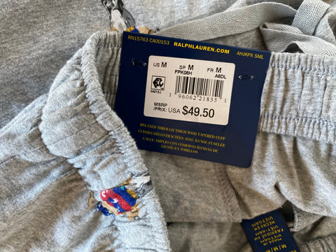Polo Ralph Lauren Men's Bear Gray Jogger Pajama Pants Cotton Medium NWT
