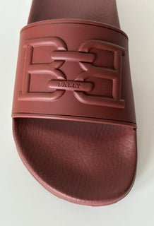 Bally Scotty Men's Slide Rubber Heritage Red Logo Sandals 11 US 6300475 IT NIB
