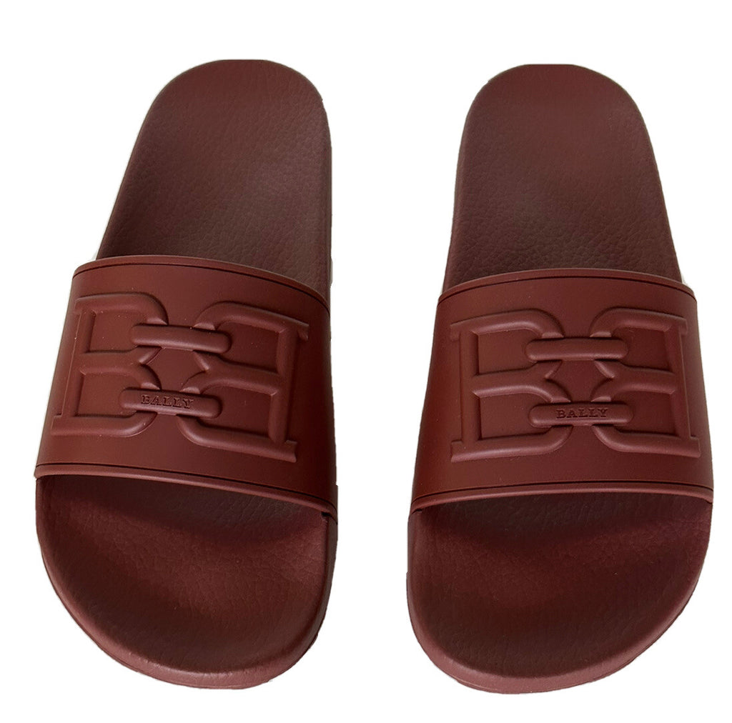 Bally Scotty Men's Slide Rubber Heritage Red Logo Sandals 10 US 6300475 IT NIB