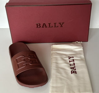 Bally Scotty Men's Slide Rubber Heritage Red Logo Sandals 10 US 6300475 IT NIB