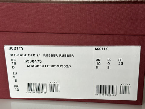 Bally Scotty Men's Slide Rubber Heritage Red Logo Sandals 10 US 6300475 IT NIB