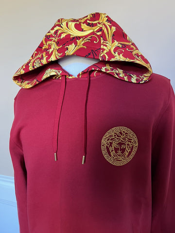 Versace Medusa Baroque Print Sweatshirt with Hoodie Red S 1003253 NWT $1150