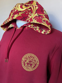 Versace Medusa Baroque Print Sweatshirt with Hoodie Red S 1003253 NWT $1150