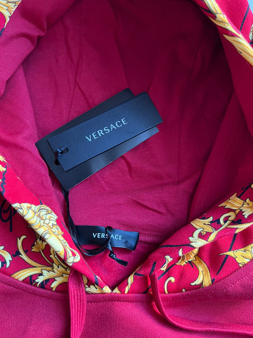 Versace Medusa Baroque Print Sweatshirt with Hoodie Red S 1003253 NWT $1150
