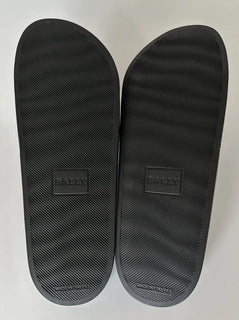 Bally Sabrio Men's Slide Rubber Black Logo Sandals 10 US 6301209 Italy NIB