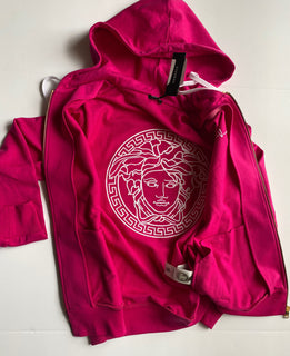 Versace Women's Medusa Hooded Pink Jacket 10 US (44 Euro) A231242 IT NWT $950