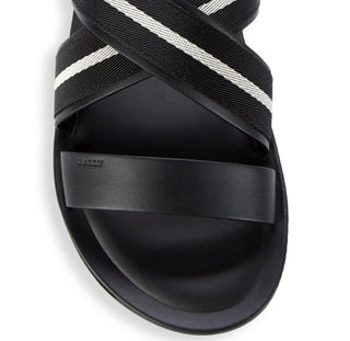 Bally Men's Sasha Slide Textile and Leather Black Sandals 9 US 6234150 NIB $450
