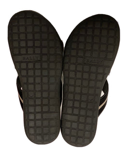 Bally Men's Sasha Slide Textile and Leather Black Sandals 9 US 6234150 NIB $450