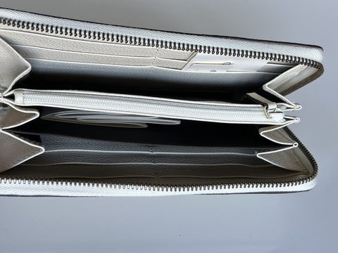 Gucci G Web Gucci Print Zip Around  Ivory Card Medium Wallet 496317 Italy NWT