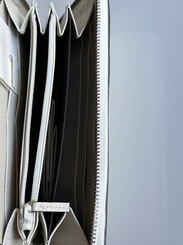 Gucci G Web Gucci Print Zip Around  Ivory Card Medium Wallet 496317 Italy NWT