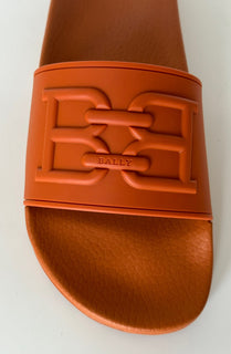 Bally Scotty Men's Slide Rubber Mandarin Logo Sandals 10 US 6300612 Italy NIB