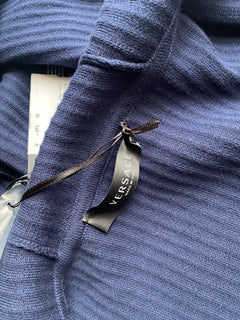 Versace Men's Knit Jacket with Hoodie Blue 48 US (58 Euro) A237551 IT NWT $995