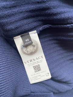 Versace Men's Knit Jacket with Hoodie Blue 48 US (58 Euro) A237551 IT NWT $995