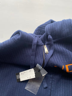 Versace Men's Knit Jacket with Hoodie Blue 48 US (58 Euro) A237551 IT NWT $995