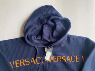 Versace Men's Knit Jacket with Hoodie Blue 48 US (58 Euro) A237551 IT NWT $995