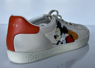 Gucci Men's Mickey Mouse Ivory Soft Leather Sneakers 8.5 US (41.5 Eu) 606110 NWT