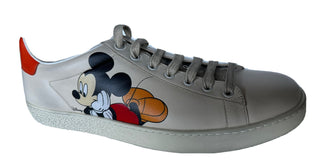 Gucci Men's Mickey Mouse Ivory Soft Leather Sneakers 8.5 US (41.5 Eu) 606110 NWT