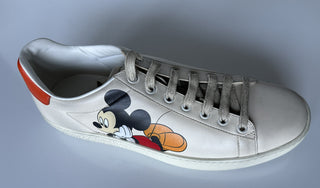 Gucci Men's Mickey Mouse Ivory Soft Leather Sneakers 8.5 US (41.5 Eu) 606110 NWT