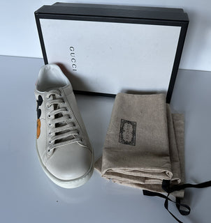 Gucci Men's Mickey Mouse Ivory Soft Leather Sneakers 8.5 US (41.5 Eu) 606110 NWT