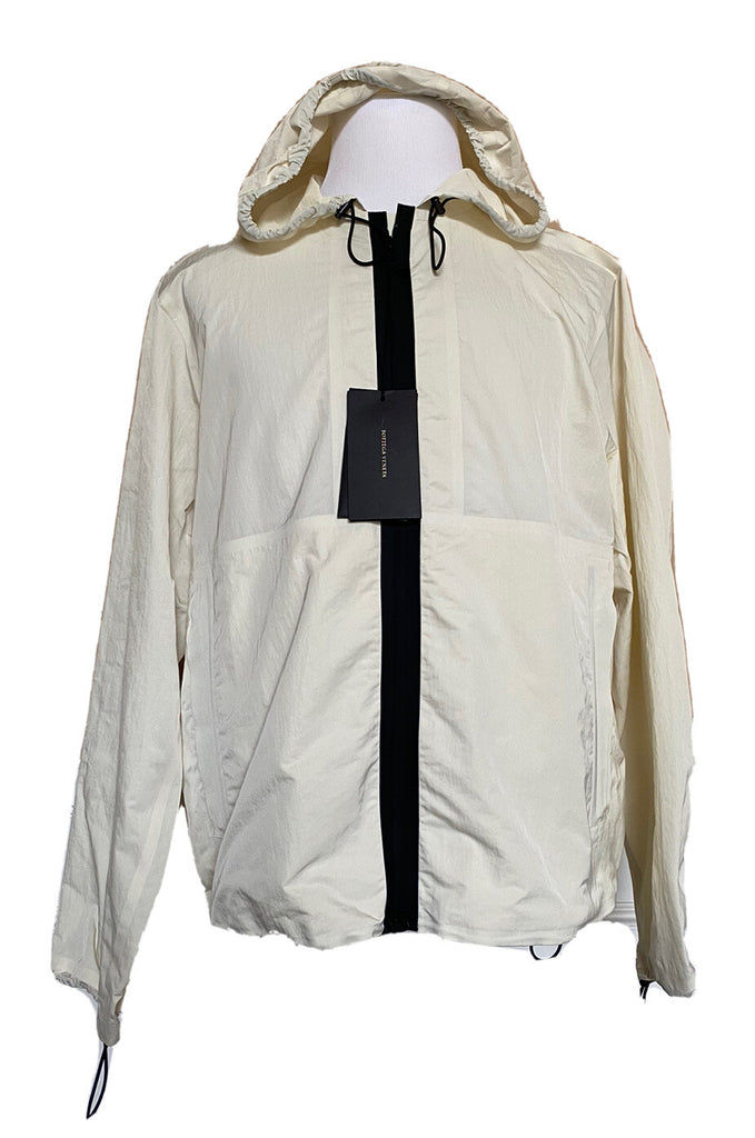 Bottega Veneta Men's Blouson Tech Nylon Chalk Jacket with Hoodie 40 US NWT $1850