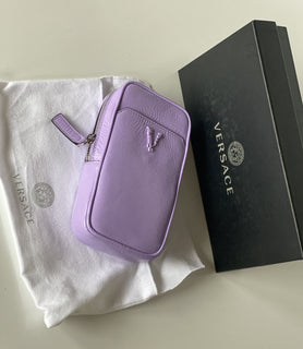 Versace Leather Jacaranda Virtus Neck Pouch Crossbody Bag Italy DP88461 NWT