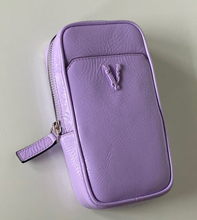 Versace Leather Jacaranda Virtus Neck Pouch Crossbody Bag Italy DP88461 NWT