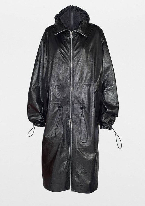 Bottega Veneta Women's Coat in Shiny Leather Black 633444 Small NWT $7500