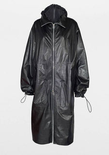 Bottega Veneta Women's Coat in Shiny Leather Black 633444 Small NWT $7500