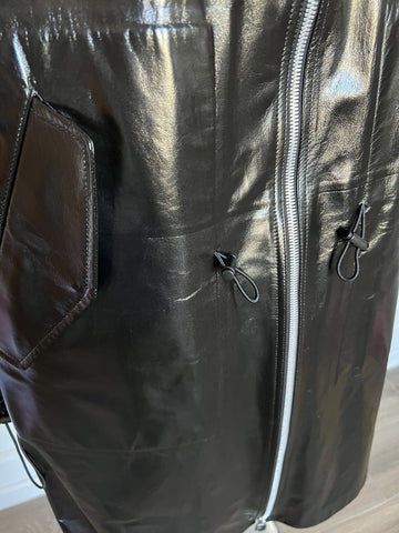 Bottega Veneta Women's Coat in Shiny Leather Black 633444 Small NWT $7500