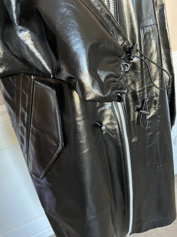 Bottega Veneta Women's Coat in Shiny Leather Black 633444 Small NWT $7500