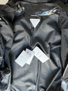 Bottega Veneta Women's Coat in Shiny Leather Black 633444 Small NWT $7500