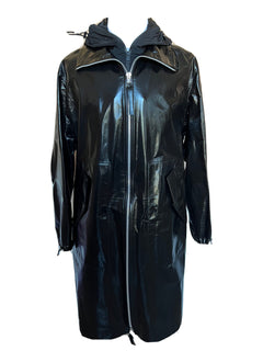 Bottega Veneta Women's Coat in Shiny Leather Black 633444 Small NWT $7500