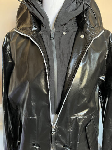 Bottega Veneta Women's Coat in Shiny Leather Black 633444 Small NWT $7500