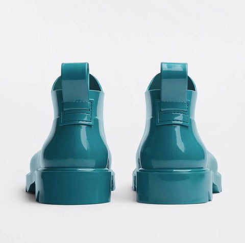 Bottega Veneta Shiny Rubber Blue Ankle Boots 9 US  (42 Euro) 680510 IT NIB $650